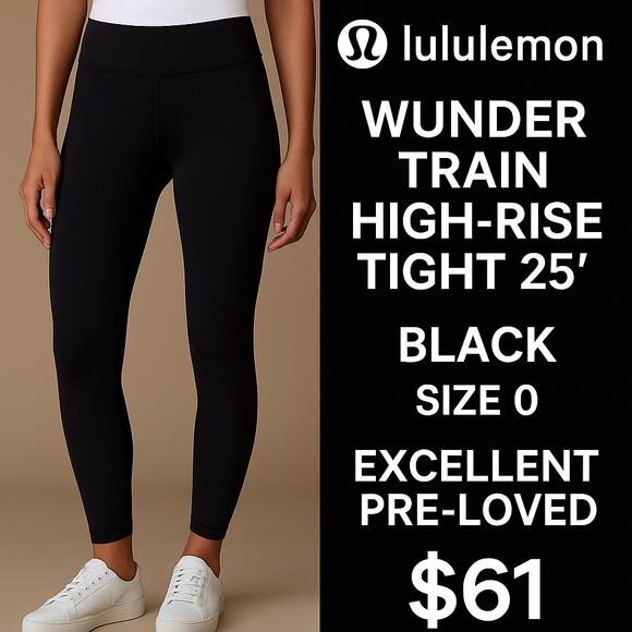 Lululemkn Pants - Lululemon Wunder Train High-Rise Tight 25″ – Black, Size 0